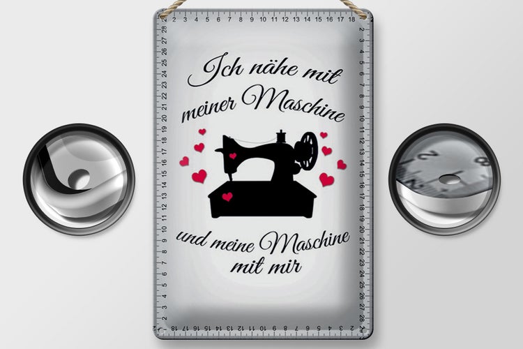 Blechschild Spruch 20x30cm ich nähe mit meiner Maschine