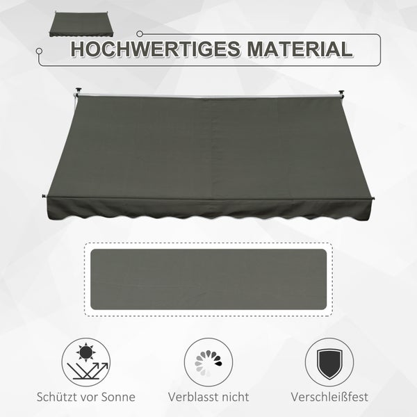 Outsunny Markise, Klemmmarkise, 300 x 150cm, Alu, Grau