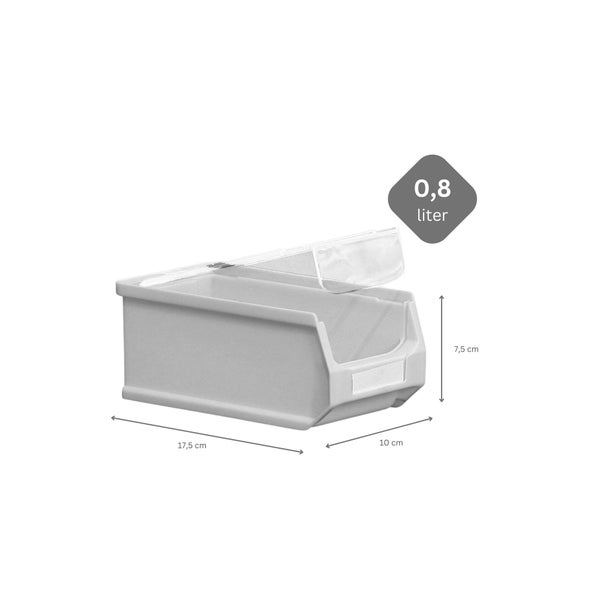 PROREGAL SparSet 10 x Graue Sichtlagerbox 2.0 Mit Abdeckung HxBxT 7,5 x 10 x 17,5 cm 0,8 Liter Sichtlagerbehälter Sichtlagerkasten