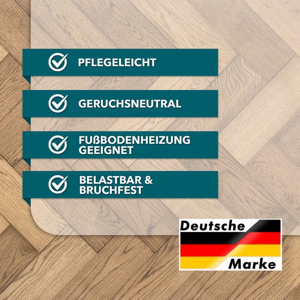 FLOORDIREKT Bodenschutzmatte für Hartböden - aus Polycarbonat - Transparent - Rechteckig - 114 x 300 cm