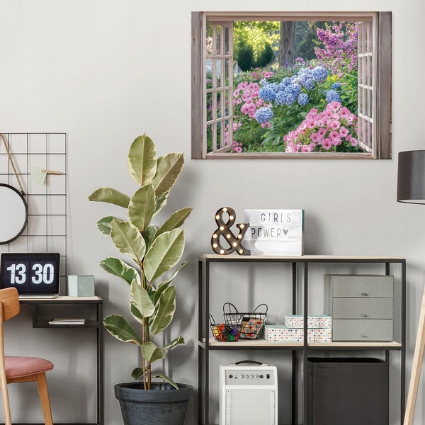 Bilder Fenster Blumen Leinwandbild Wandbild Wanddeko Schlafzimmer 100X70 cm