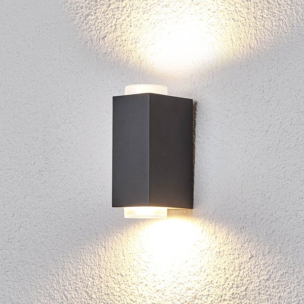 Lindby Wandleuchte außen Jovan (spritzwassergeschützt (Modern) in Alu aus Aluminium (2 flammig, GU10) - Außenwandleuchten Wandlampe Led Außenlampe Outdoor für Außenwand/Hauswand Haus