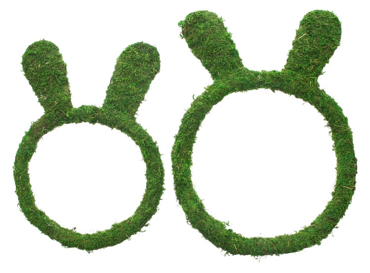 FRANK FLECHTWAREN|Dekoring Osterhase, 2er Set, ca. 25 x 37 cm, 30 x 44 cm, MOOS, STROH