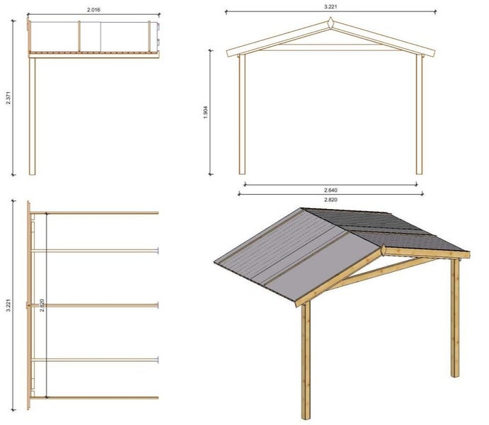 Gartenhaus, Gerätehaus 15m2 - 3x3m - 28mm - Imprägniert