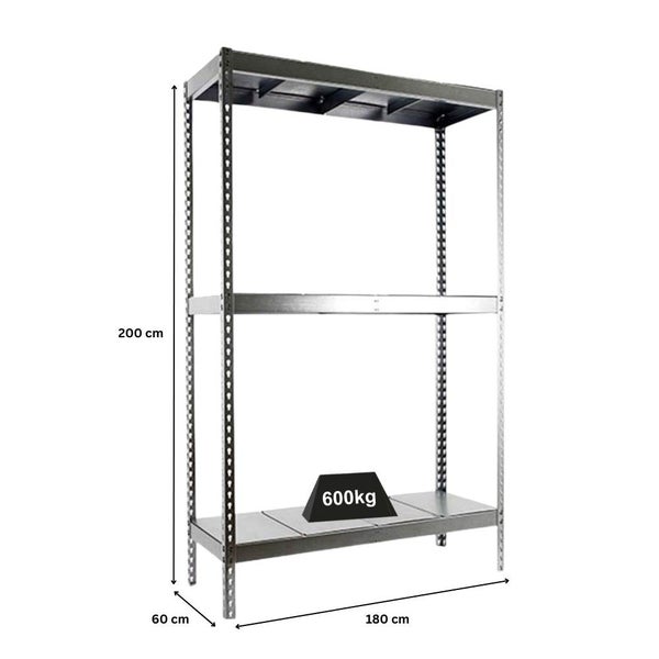 PROREGAL Schwerlastregal Metal Beast Three HxBxT 200 x 180 x 60 cm Fachlast 600 kg Verzinkt