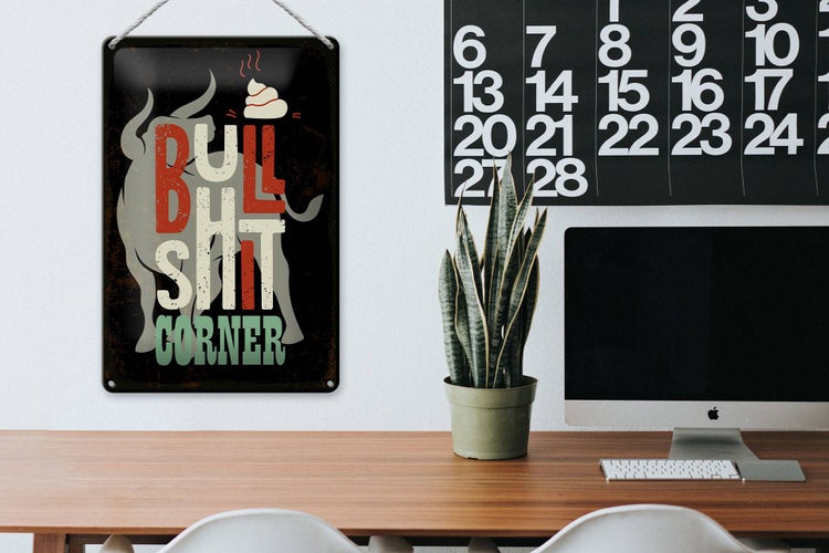 Blechschild Spruch Bullshit Corner Stier 20x30cm