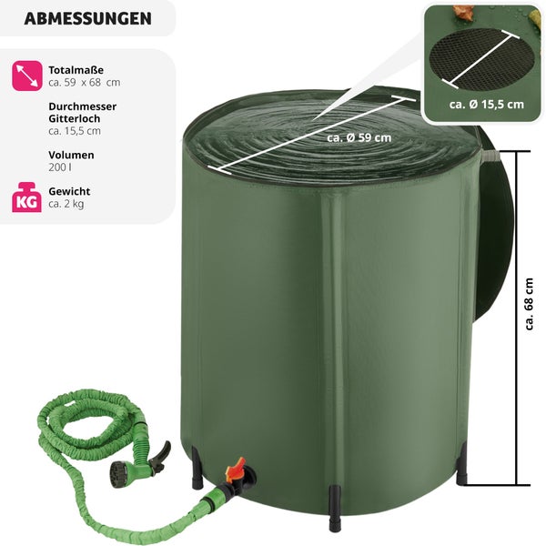 Regentonne tectake  mit Hahn und Überlaufschutz Oberseite abnehmbar