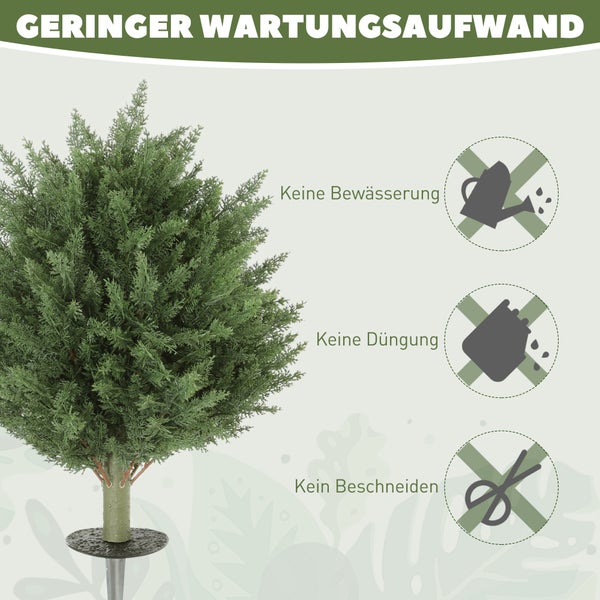 HOMCOM 2er-Set Künstliche Pflanzen 40 cm, UV-beständige Kunstpflanze Zypresse mit 387 Blättern und Erdspieß für Wohnzimmer Schlafzimmer Büro Garten