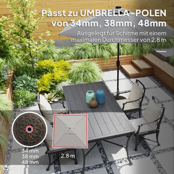Outsunny Sonnenschirmständer aus Beton, Schirmständer mit Rolle, Rund Schirmhalter, Schirmgewicht, Ständer für Sonnenschirm 34/38/48mm Rohrdurchmesser, für Balkon, Terasse, Garten, Bronze