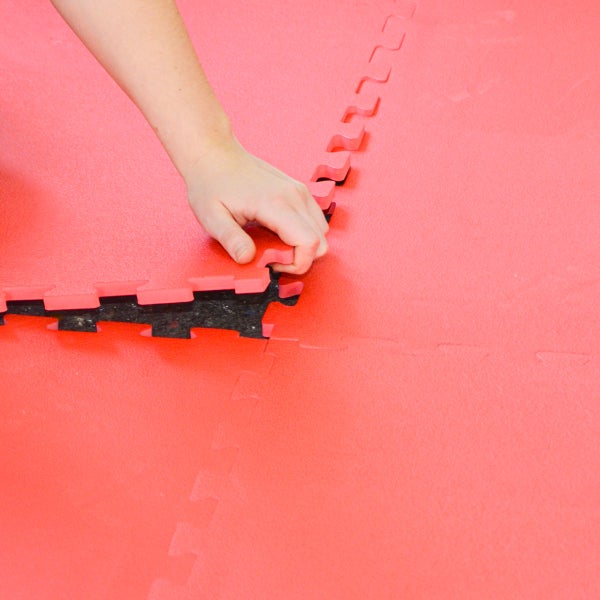 12mm Trainingsmatte mit Rand - 90x90cm Bodenschutz-Matte Rot