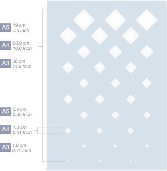 QBIX Diamond Pattern Schablone - A5 Größe - Kunststoff - Schablone