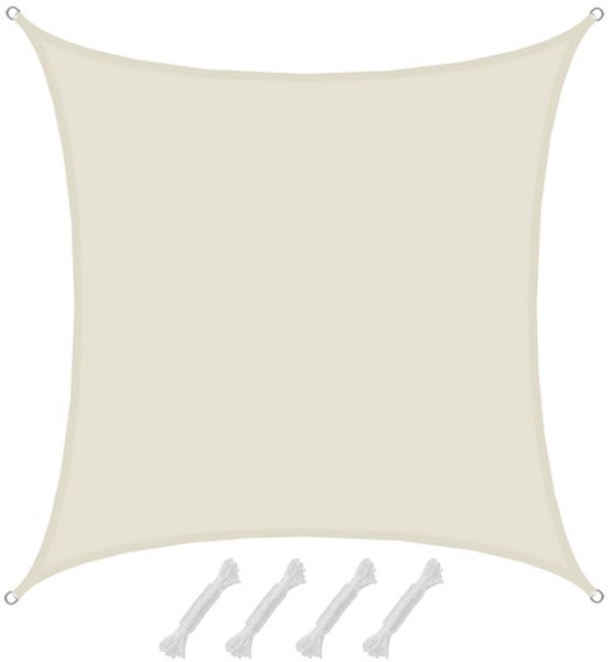 AMANKA UPF50+ Sonnensegel 4x4 Polyester Quadratisch Wasserabweisend Wetterfest Garten Balkon Beige