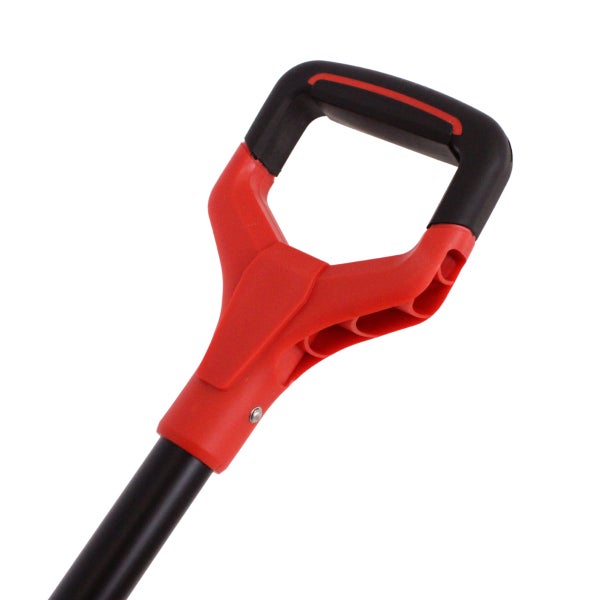 Ergonomischer D-Griff für Spaten oder Schaufeln aus Kunststoff in Rot und Schwarz.