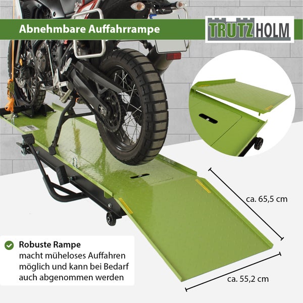 Motorradhebebühne hydraulisch 450 kg Breite 55 cm Montagerampe Montagebühne Heber Bühne schwarz/grün