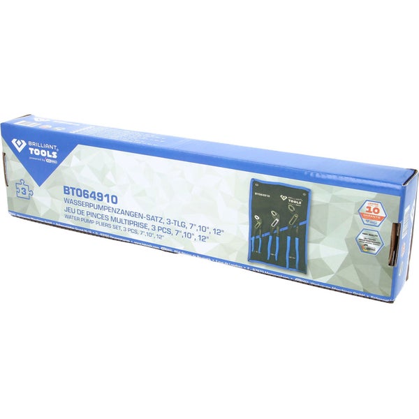 Brilliant Tools Wasserpumpenzangen-Satz, 3-teilig, 7 Zoll, 10 Zoll, 12 Zoll