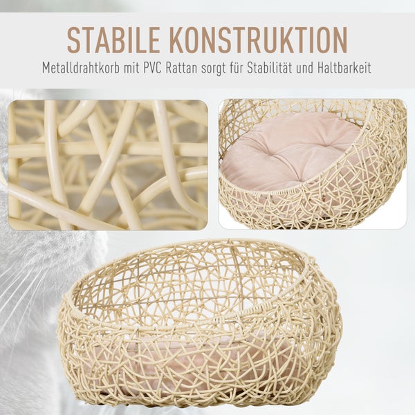 Katzenbett aus PVC-Rattan mit Kissen