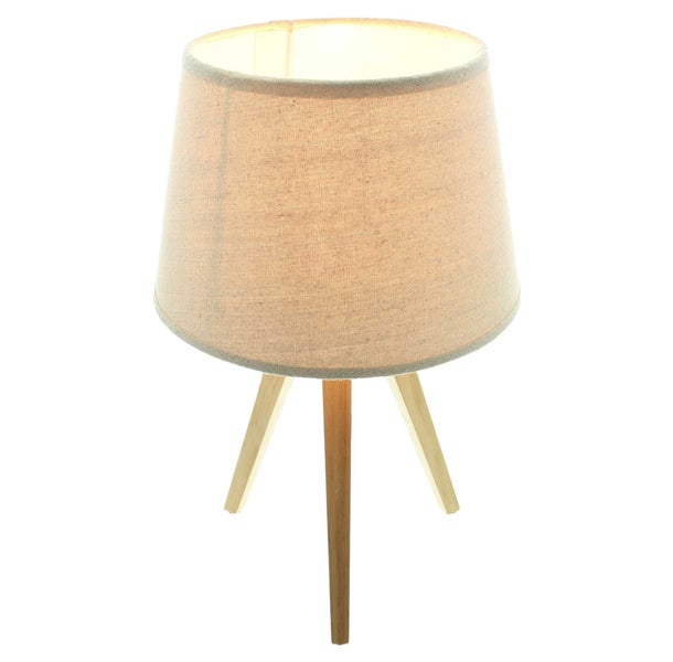 FRANK FLECHTWAREN | Tischlampe Nature, HOLZ, POLYESTER, 24 x 24 x 38 cm