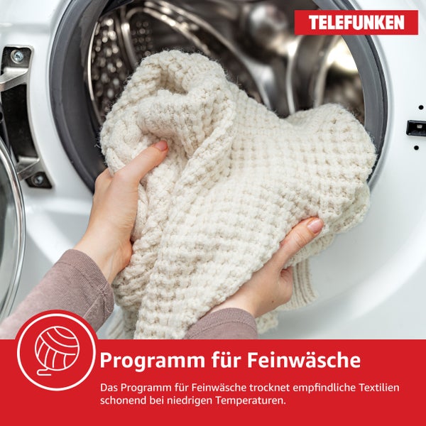 Telefunken Wärmepumpentrockner für 7 kg Wäsche Trockner Frontlader Wäschetrockner mit Knitterschutz leise TWP7EW