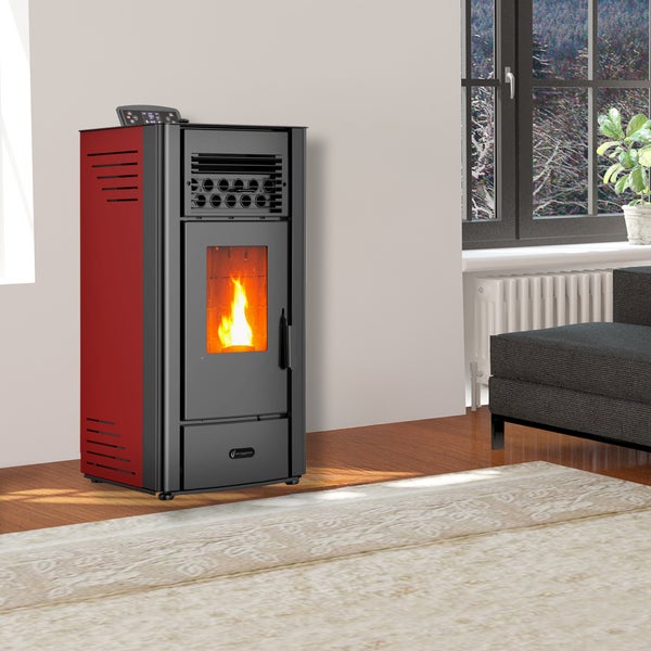 Luft- Pelletofen Anita 10 kW Sannover bordeaux