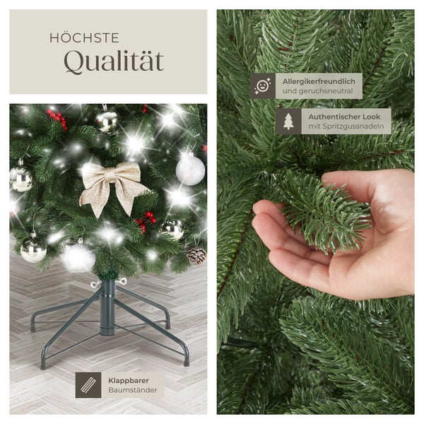 Weihnachtsbaum mit Christbaumschmuck und klappbarem Christbaumständer