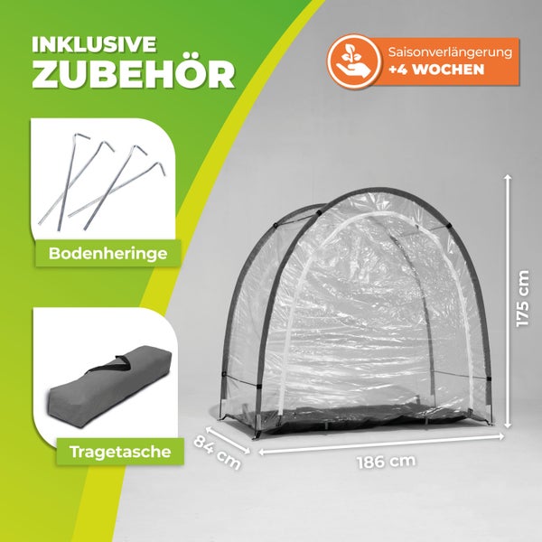 Überwinterungszelt Arctic für Pflanzen in Anthrazit L 186 x B 84 x H 175 cm