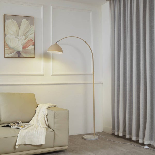 Lindby Stehlampe (Bogenleuchte) Tonka (Modern) in Creme aus Metall (1 flammig, E27) - Stehleuchte Standleuchte Floor Lamp Wohnzimmerlampe Wohnzimmerleuchte