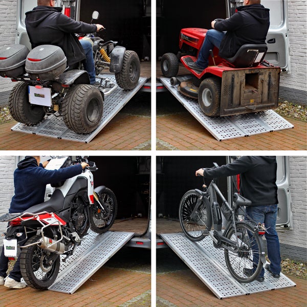 DREIBREIT by TRUTZHOLM 2-fach Auffahrrampe klappbar 175 cm 1020 kg Alu grau gelocht Verladerampe