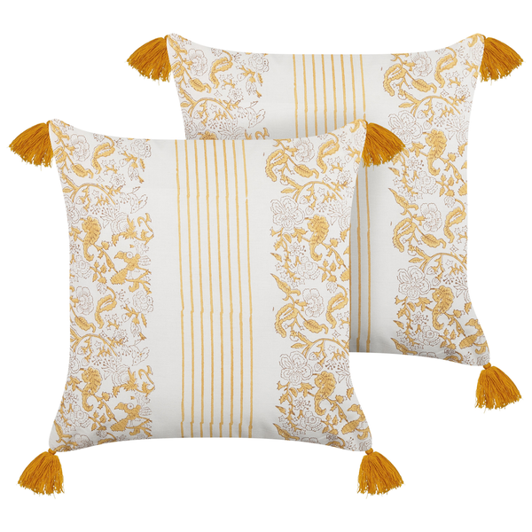 Dekokissen 2er Set BILOBA Baumwolle 45 x 45 cm Gelb Blumenmuster