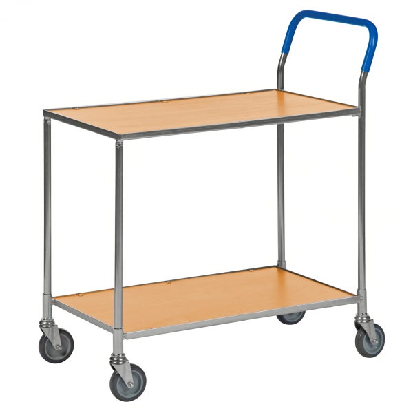 Transportwagen mit zwei Ablageflächen und blauem Griff