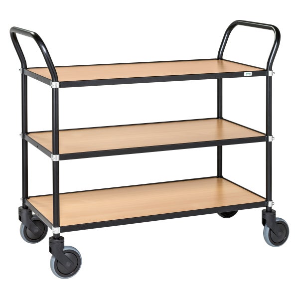 Servierwagen mit drei Ablageflächen und Rollen