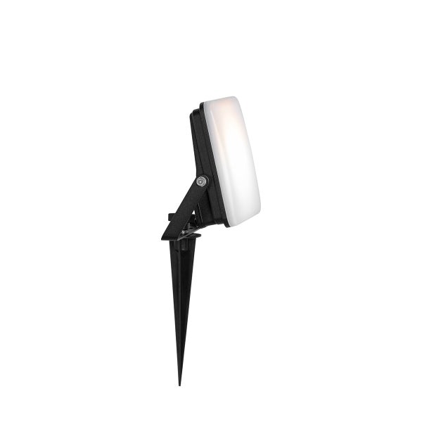 Schwarzer LED-Außenstrahler mit Erdspieß für Garten und Wege, verstellbarer Leuchtenkopf