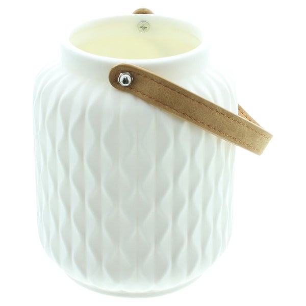 FRANK FLECHTWAREN | LED-Laterne Modern, PORZELLAN, KUNSTLEDER, KUNSTSTOFF, 12 x 12 x 16,5 cm