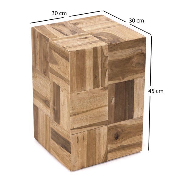 Beistelltisch Cubes Teak Massivholz naturfarben