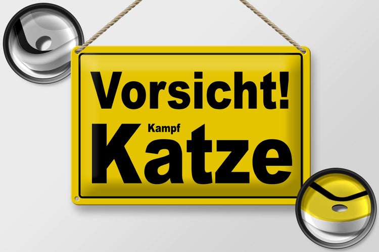 Blechschild Spruch 30x20cm Vorsicht Kampf Katze