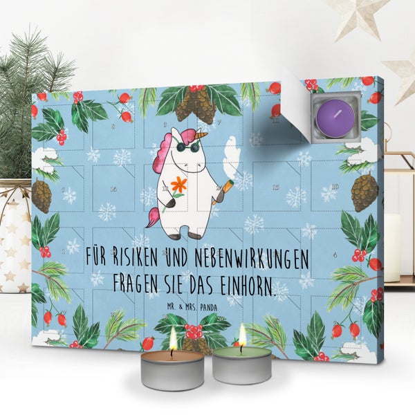 Mr. & Mrs. Panda Duftkerzen Adventskalender Einhorn Woodstock - Blau Pastell
