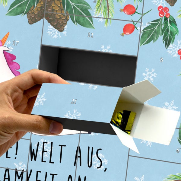 Mr. & Mrs. Panda Befüllbarer Adventskalender Einhorn Yoga - Blau Pastell