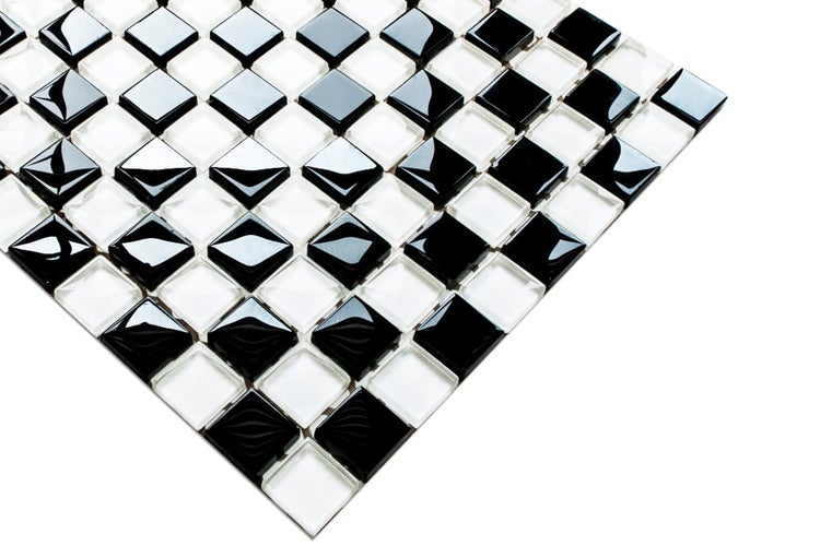 Glasmosaik auf Netz für Bad und Küche 27.2 cm x 27.2cm - Check Mate