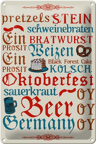 Blechschild Spruch 20x30cm Oktoberfest Beer Wurst Germany