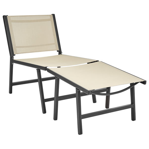 Gartenstuhl MARCEDDI mit Fußstütze Metall Beige