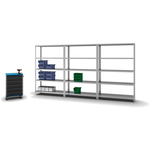 PROREGAL Fachbodenregal Schraubsystem Heavy-Duty Grundregal HxBxT 200 x 130 x 40 cm 5 Ebenen Fachlast 350 kg Beidseitig Nutzbar Verzinkt