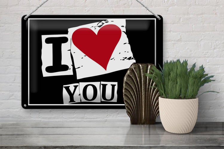 Blechschild Spruch 30x20cm I Love You (Herz)