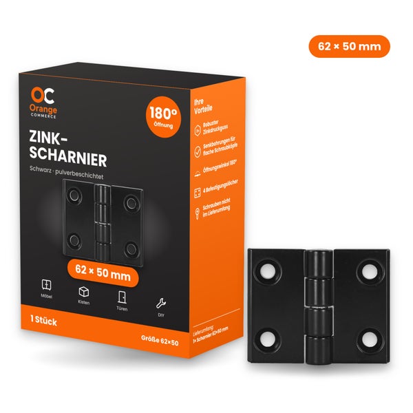 Orange Commerce Zinkscharnier 62 x 50 mm in Verpackung