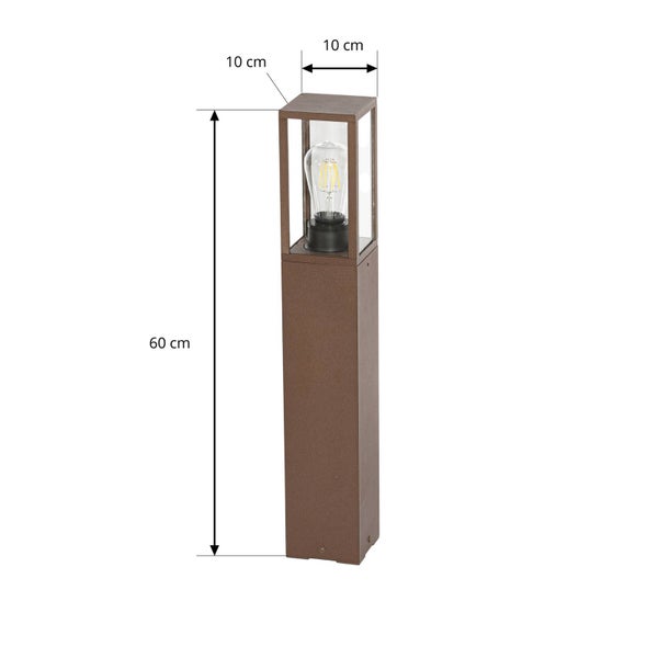 Lindby Außenleuchte Robigus (spritzwassergeschützt (Landhaus, Vintage Rustikal) in Braun aus Aluminium (1 flammig E27) - Wegeleuchte Pollerleuchte Wegelampe Sockelleuchte