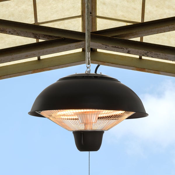 Outsunny Deckenheizstrahler, Heizstrahler, 1500W, Ø40,5 x 30,7 cm, Alu, Stahl, Kunststoff, Schwarz