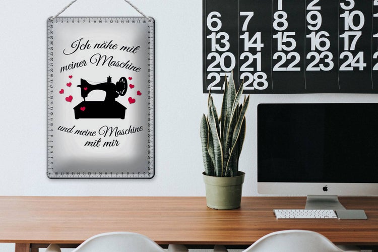 Blechschild Spruch 20x30cm ich nähe mit meiner Maschine