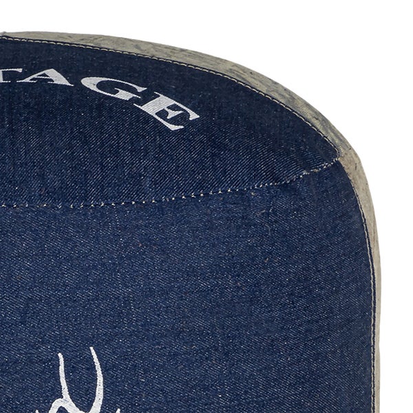 WOMO-DESIGN Sitzpouf Jacksonville Ø35x43cm, Natur/Blau, Unikat, handgefertigt aus Segeltuch/Jeans, Baumwolle Füllung, Runder Sitzpuff Pouf Puff Sitzhocker Sitzkissen Fußhocker Fußbank Hocker Ottoman