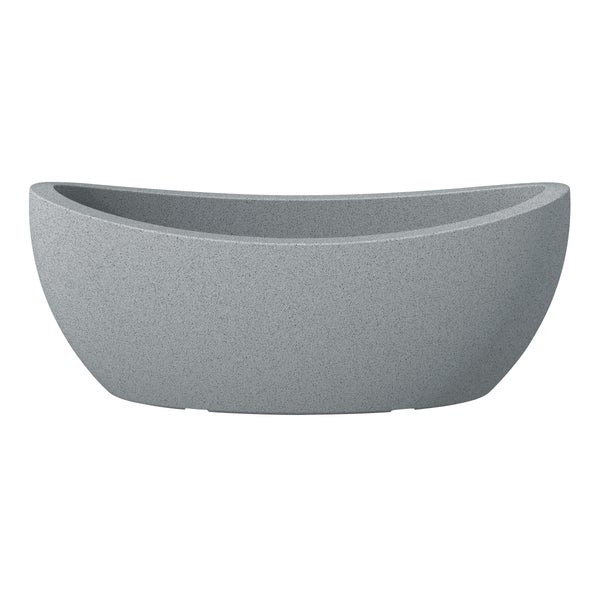 Scheurich Wave Globe Jardiniere 58, Pflanzschale/Blumentopf/Pflanzkübel, oval,  aus Kunststoff Farbe: Stony Grey, 58 cm Breite, 24,1 cm Tiefe, 23 cm hoch, 15 l Vol.