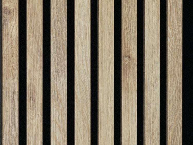 Akustikpaneel mit Holzlamellen in Eichenoptik zur Wand oder Deckenverkleidung.