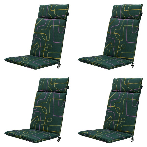 Hochlehnerauflage Joah grün - Ca. 120x50 cm - 4er-Set