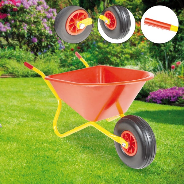 Kinderschubkarre Ravendo BJ 350 – 35 L Mulde, 50 kg Tragkraft, Vollgummirad, geschweißter Rahmen, rot